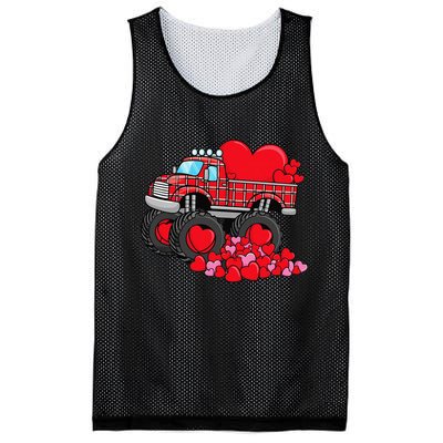 ValentineS Day Monster Truck With Hearts Plaid Mesh Reversible Basketball Jersey Tank