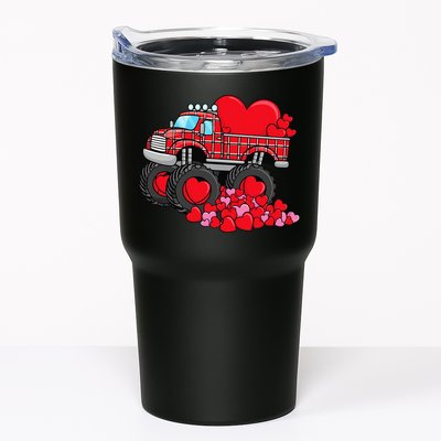 ValentineS Day Monster Truck With Hearts Plaid Tumbler