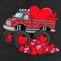 ValentineS Day Monster Truck With Hearts Plaid Hat