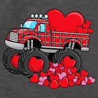 ValentineS Day Monster Truck With Hearts Plaid Vector Backpack