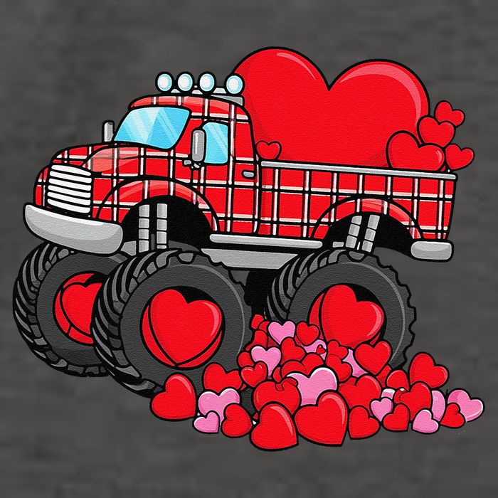 ValentineS Day Monster Truck With Hearts Plaid Vector Backpack