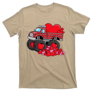 ValentineS Day Monster Truck With Hearts Plaid T-Shirt