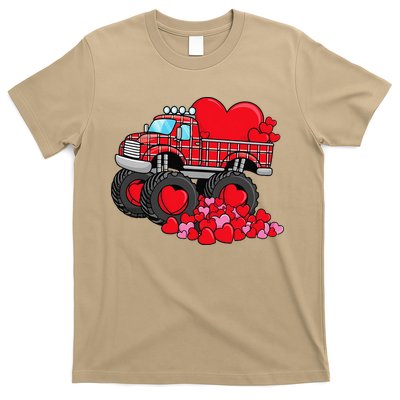 ValentineS Day Monster Truck With Hearts Plaid T-Shirt