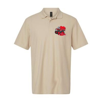 ValentineS Day Monster Truck With Hearts Plaid Polo