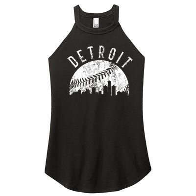 Vintage Detroit Michigan Skyline Apparel Women’s Perfect Tri Rocker Tank