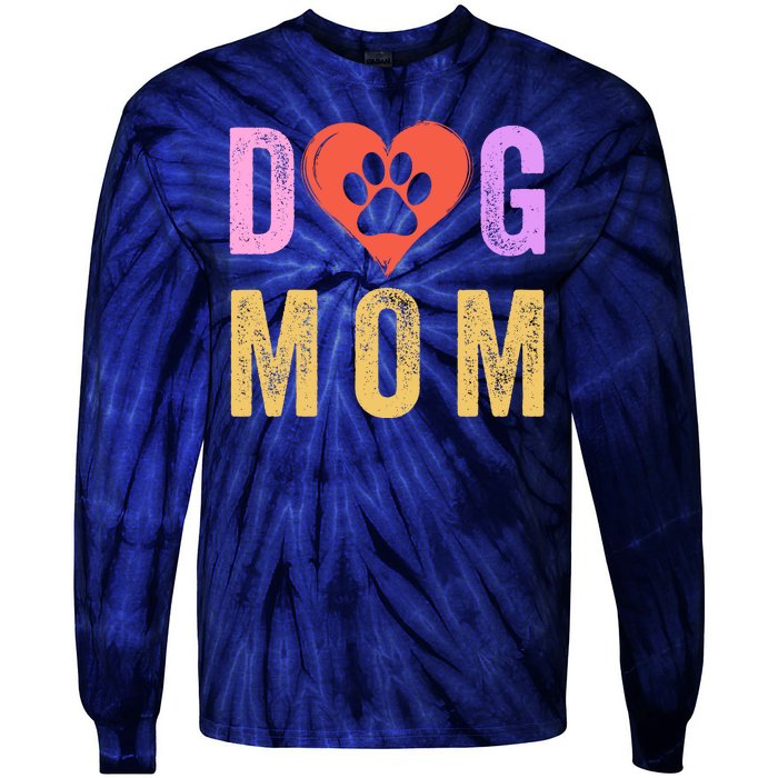 Vintage Dog Mom Happy MotherS Day Dog Mama Dog Loving Mom Puppy Mom Tie-Dye Long Sleeve Shirt