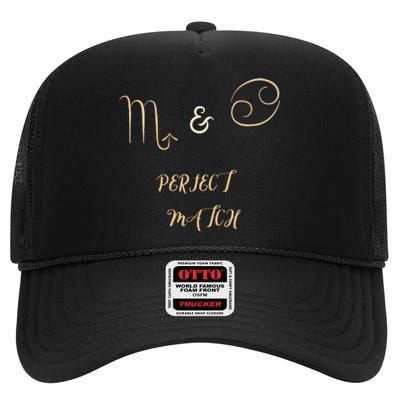 Valentines Day matching couple zodiac sign scorpio cancer High Crown Mesh Back Trucker Hat