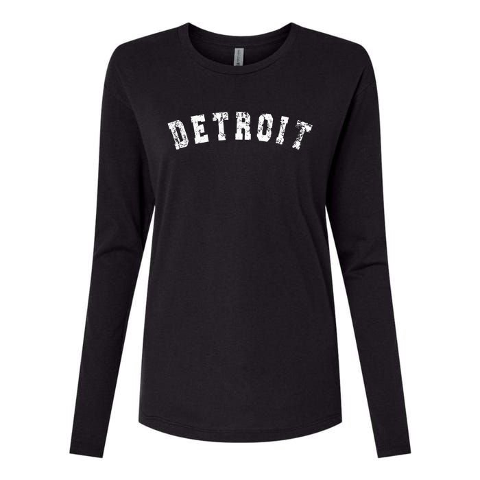 Vintage Detroit Michigan Distressed Apparel Womens Cotton Relaxed Long Sleeve T-Shirt