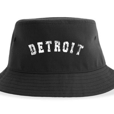 Vintage Detroit Michigan Distressed Apparel Sustainable Bucket Hat