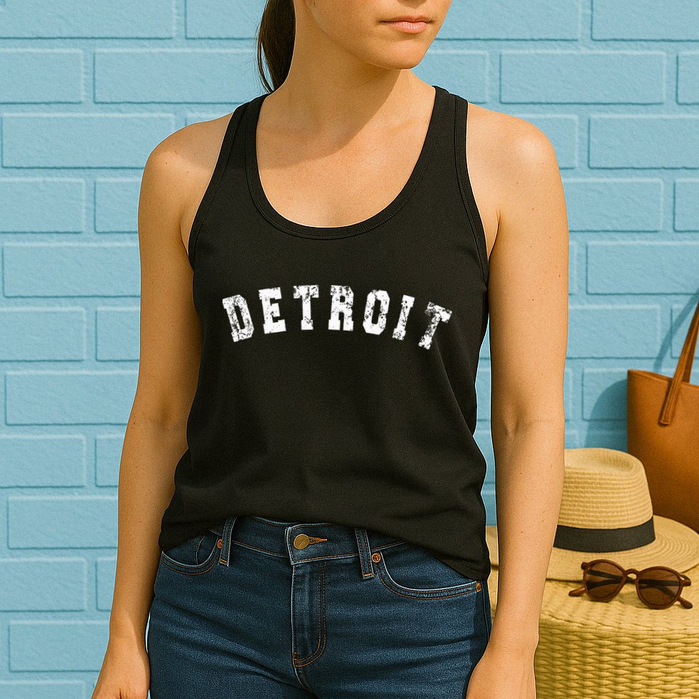 Vintage Detroit Michigan Distressed Apparel Womens Tank Top