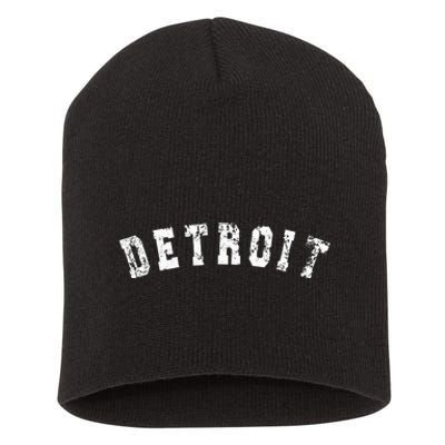 Vintage Detroit Michigan Distressed Apparel Short Acrylic Beanie