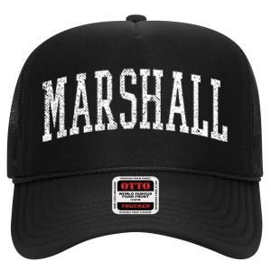 Varsity Distressed Marshall High Crown Mesh Back Trucker Hat