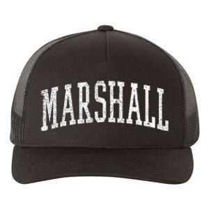 Varsity Distressed Marshall Yupoong Adult 5-Panel Trucker Hat