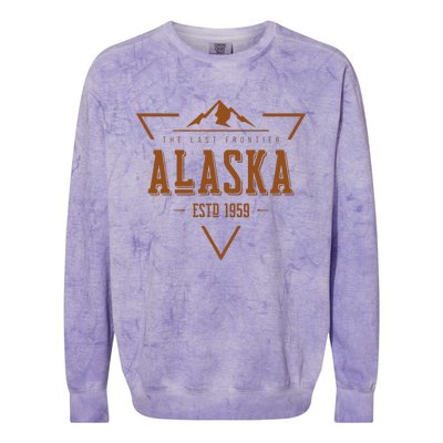 Vintage Denali Mountain Alaska The Last Frontier Colorblast Crewneck Sweatshirt