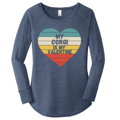 Valentines Day My Corgi Is My Valentine Dog Mom Dad For Him Gift Women's Perfect Tri Tunic Long Sleeve Shirt