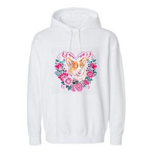 Valentine's Day Meaningful Gift Corgi Dog Valentine Cute Gift Garment-Dyed Fleece Hoodie