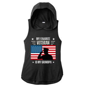 Veterans Day Military My Favorite Veteran Is My Grandpa Ladies PosiCharge Tri-Blend Wicking Draft Hoodie Tank