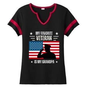 Veterans Day Military My Favorite Veteran Is My Grandpa Ladies Halftime Notch Neck Tee