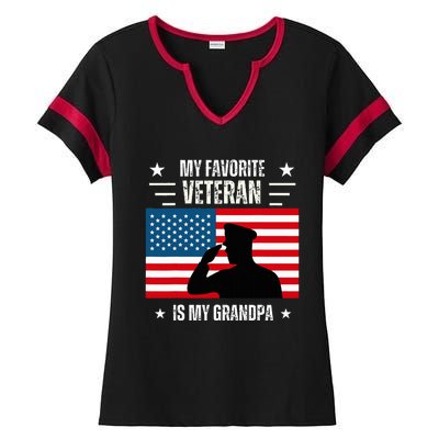 Veterans Day Military My Favorite Veteran Is My Grandpa Ladies Halftime Notch Neck Tee