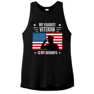 Veterans Day Military My Favorite Veteran Is My Grandpa Ladies PosiCharge Tri-Blend Wicking Tank