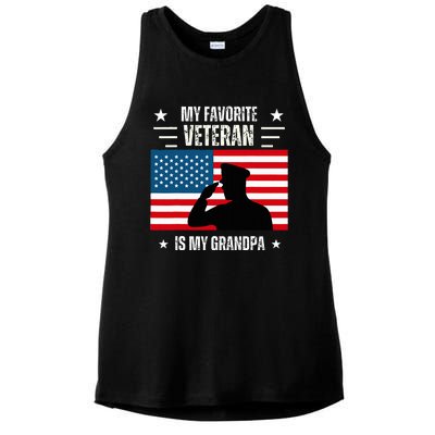 Veterans Day Military My Favorite Veteran Is My Grandpa Ladies PosiCharge Tri-Blend Wicking Tank