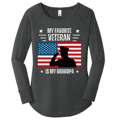 Veterans Day Military My Favorite Veteran Is My Grandpa Women's Perfect Tri Tunic Long Sleeve Shirt