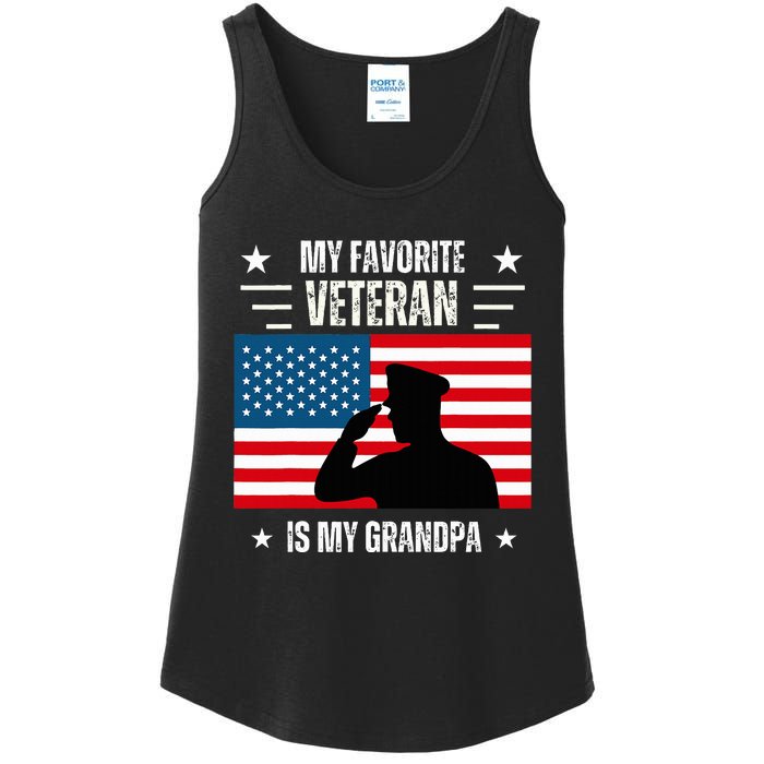 Veterans Day Military My Favorite Veteran Is My Grandpa Ladies Essential Tank