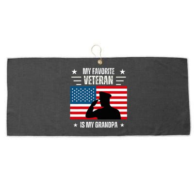 Veterans Day Military My Favorite Veteran Is My Grandpa Large Microfiber Waffle Golf Towel