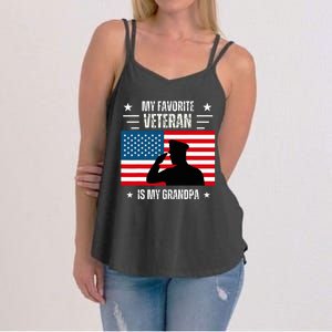 Veterans Day Military My Favorite Veteran Is My Grandpa Women's Strappy Tank