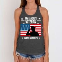 Veterans Day Military My Favorite Veteran Is My Grandpa Women's Knotted Racerback Tank