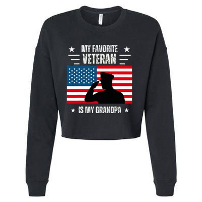 Veterans Day Military My Favorite Veteran Is My Grandpa Cropped Pullover Crew