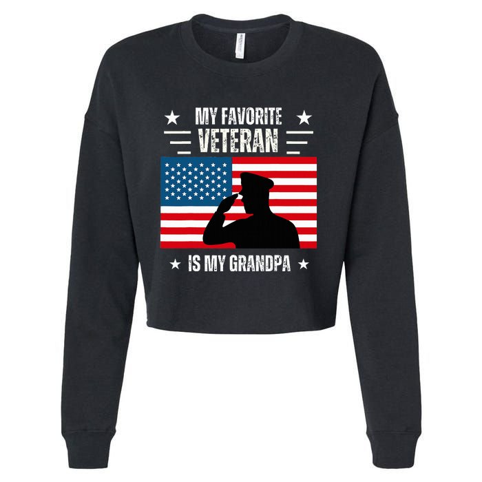 Veterans Day Military My Favorite Veteran Is My Grandpa Cropped Pullover Crew