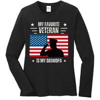 Veterans Day Military My Favorite Veteran Is My Grandpa Ladies Long Sleeve Shirt