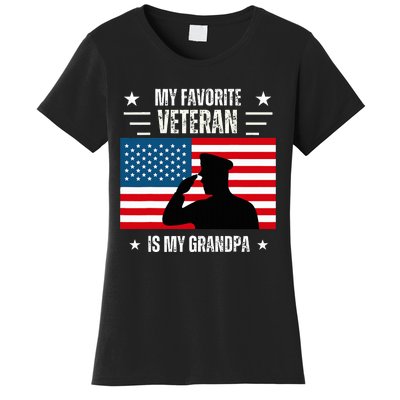 Veterans Day Military My Favorite Veteran Is My Grandpa Women's T-Shirt