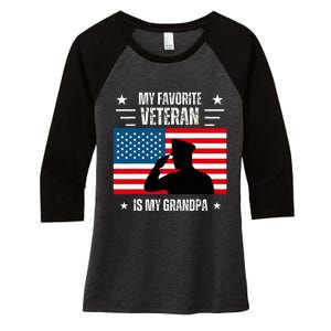 Veterans Day Military My Favorite Veteran Is My Grandpa Women's Tri-Blend 3/4-Sleeve Raglan Shirt