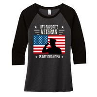 Veterans Day Military My Favorite Veteran Is My Grandpa Women's Tri-Blend 3/4-Sleeve Raglan Shirt