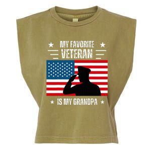 Veterans Day Military My Favorite Veteran Is My Grandpa Garment-Dyed Women's Muscle Tee