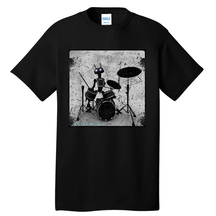 Vintage Distressed Machine Learning AI Robot Music Drummer Tall T-Shirt