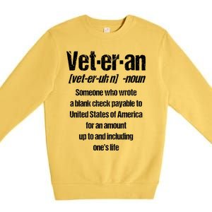 Veterans Day Memorial Day Funny Veteran Noun Us Soldier Great Gift Premium Crewneck Sweatshirt