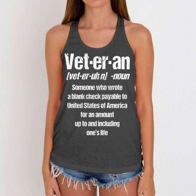Veterans Day Memorial Day Funny Veteran Noun Us Soldier Great Gift Women's Knotted Racerback Tank
