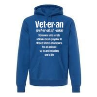 Veterans Day Memorial Day Funny Veteran Noun Us Soldier Great Gift Premium Hoodie