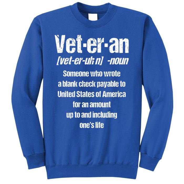 Veterans Day Memorial Day Funny Veteran Noun Us Soldier Great Gift Tall Sweatshirt