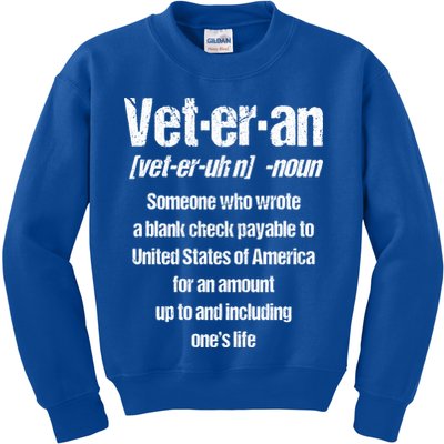Veterans Day Memorial Day Funny Veteran Noun Us Soldier Great Gift Kids Sweatshirt