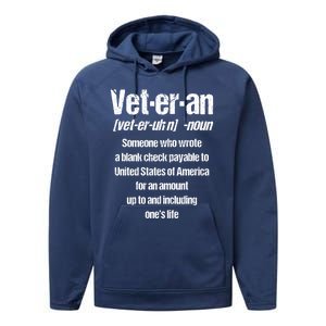 Veterans Day Memorial Day Funny Veteran Noun Us Soldier Great Gift Performance Fleece Hoodie