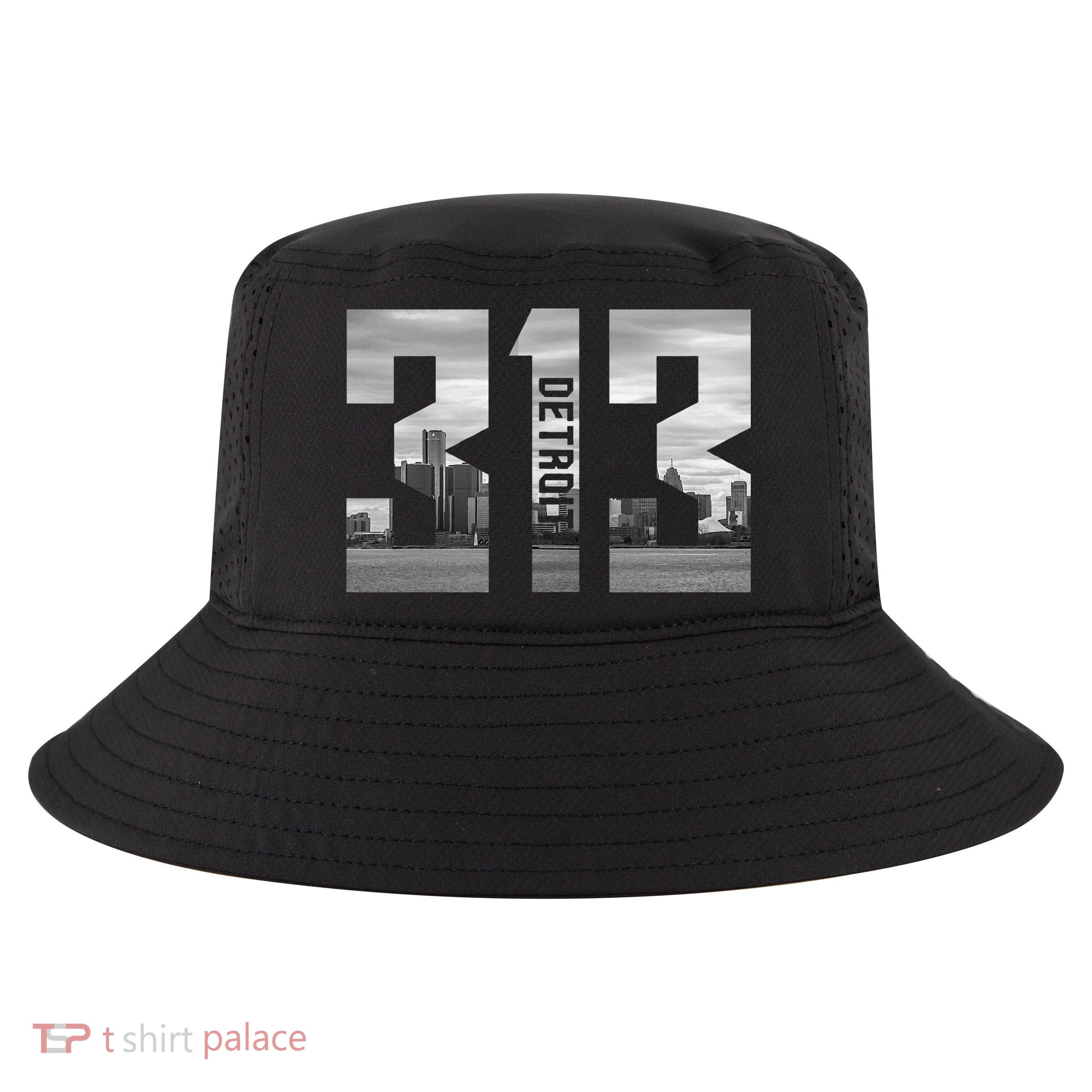 Vintage Detroit Michigan 313 Area Code Skyline Cool Comfort Performance Bucket Hat