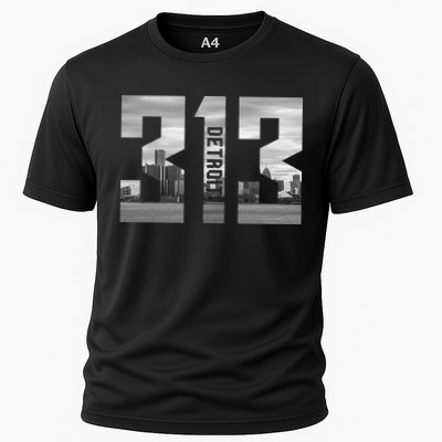 Vintage Detroit Michigan 313 Area Code Skyline Performance Shirt