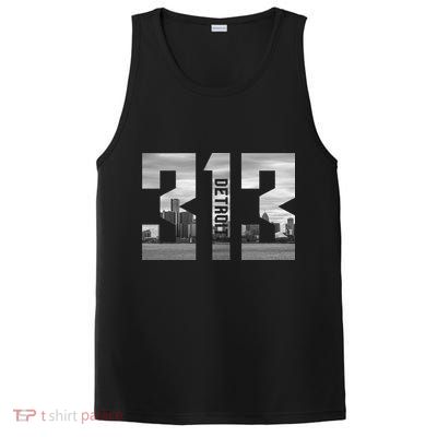 Vintage Detroit Michigan 313 Area Code Skyline PosiCharge Competitor Tank
