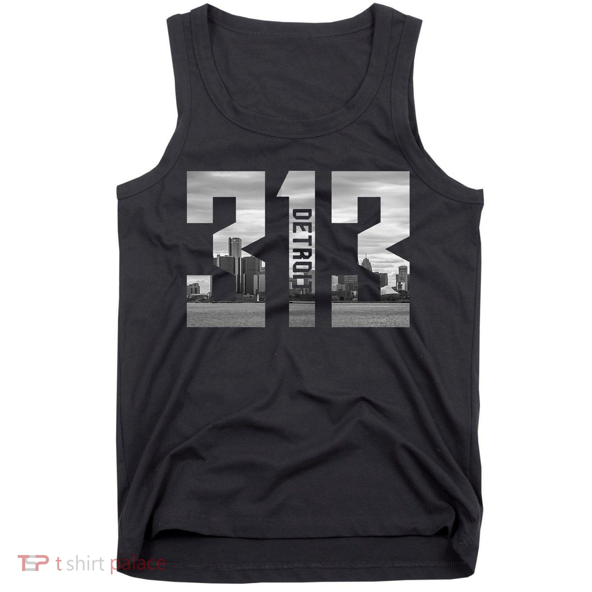 Vintage Detroit Michigan 313 Area Code Skyline Tank Top