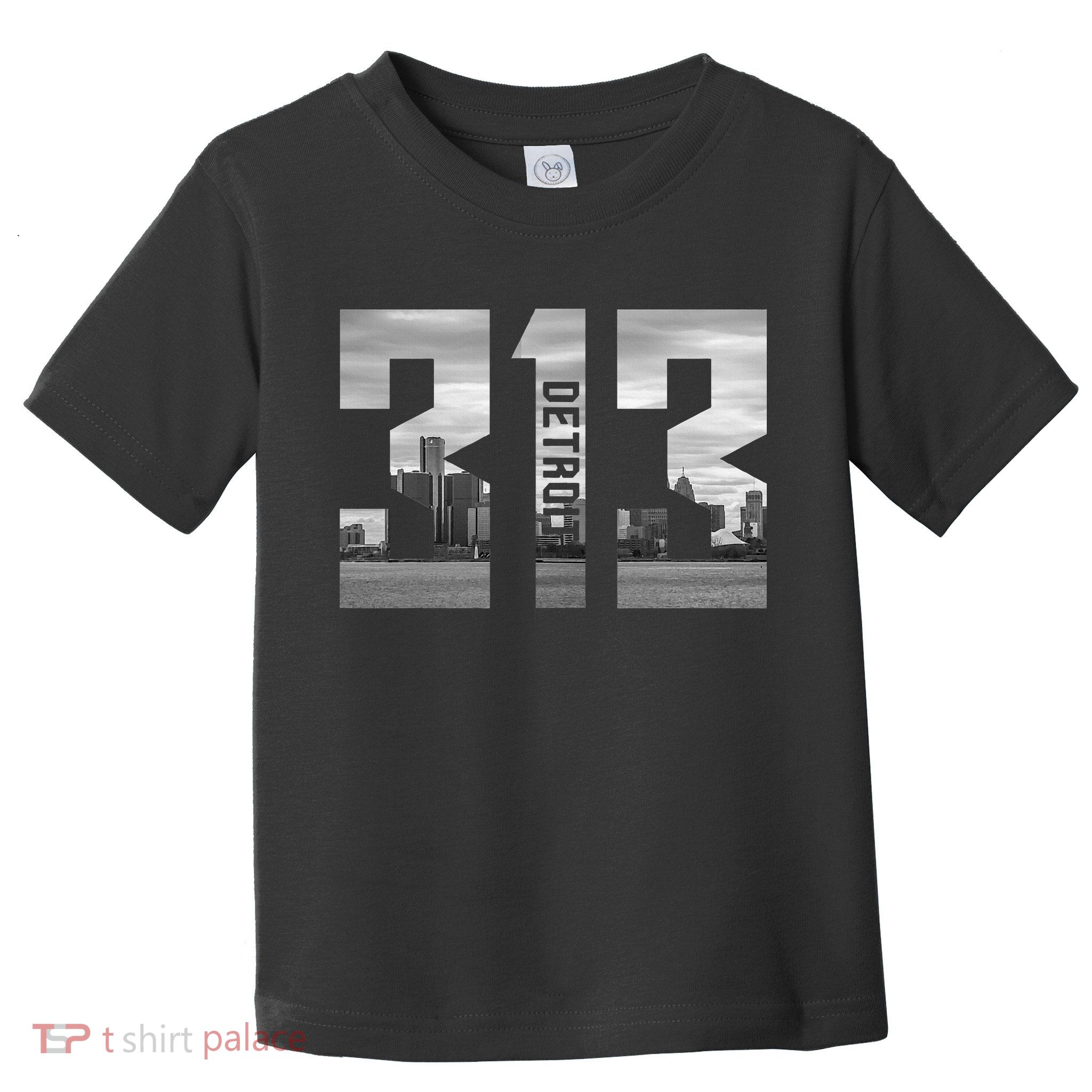 Vintage Detroit Michigan 313 Area Code Skyline Toddler T-Shirt