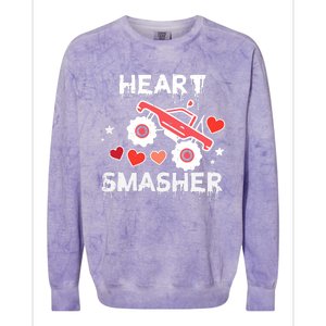 Valentines Day Monster Truck Heart Smasher Boy Colorblast Crewneck Sweatshirt